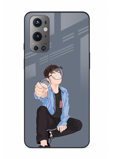 Blue Hoodie Boy aesthetic artwork OnePlus 9 glass back cover