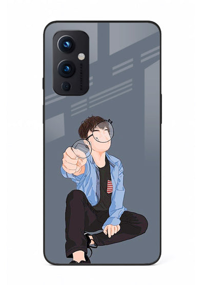 Blue Hoodie Boy aesthetic artwork OnePlus 9 Pro glass back cover