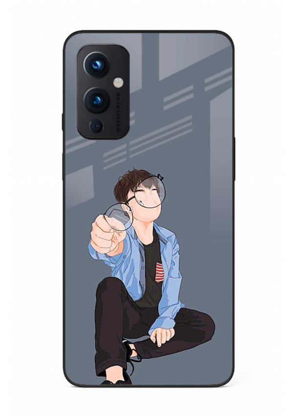 Blue Hoodie Boy aesthetic artwork OnePlus 9 Pro glass back cover