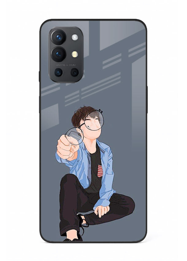 Blue Hoodie Boy aesthetic artwork OnePlus 9R glass back cover