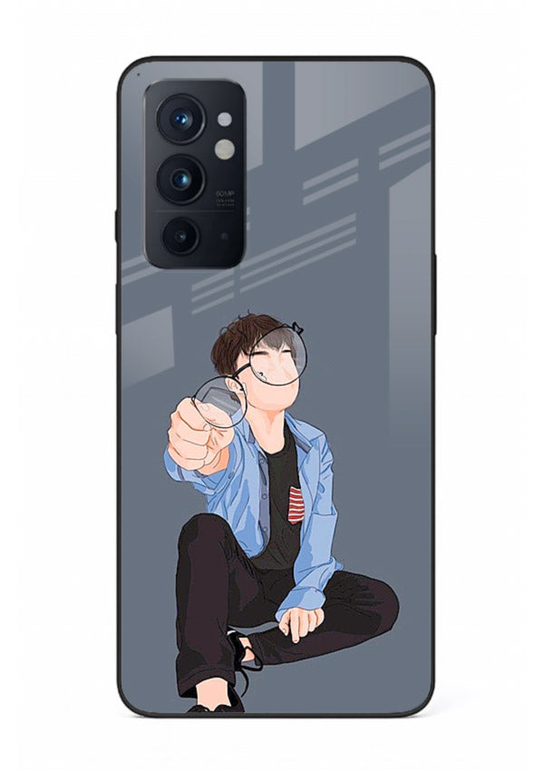 Blue Hoodie Boy aesthetic artwork OnePlus 9RT glass back cover