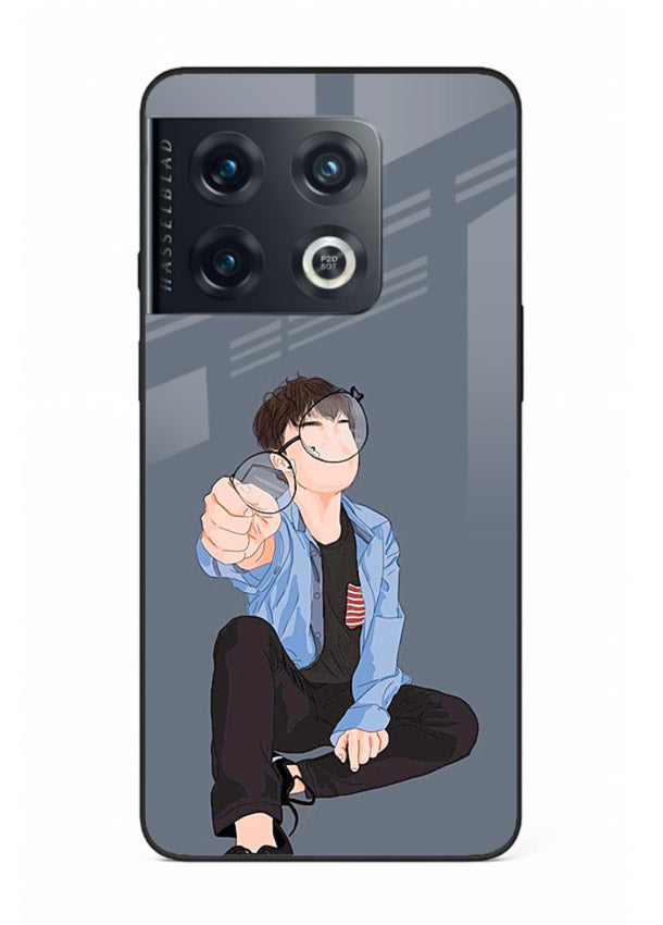 Blue Hoodie Boy aesthetic artwork OnePlus 10 Pro glass back cover