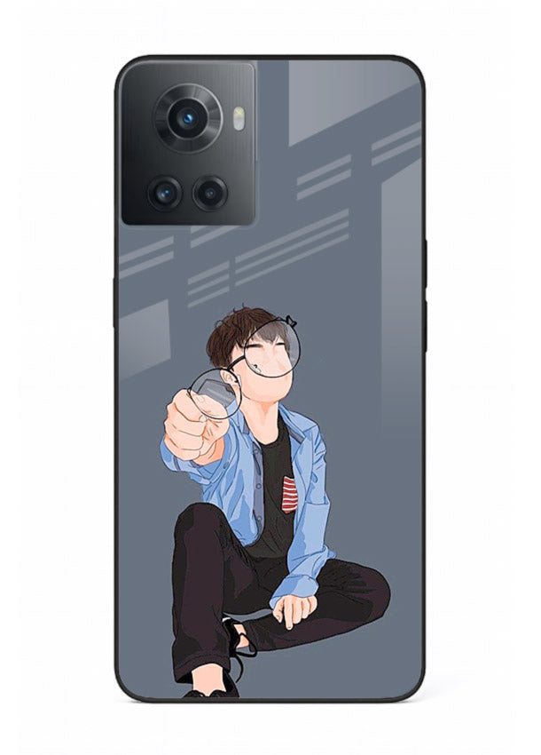 Blue Hoodie Boy aesthetic artwork OnePlus 10R glass back cover