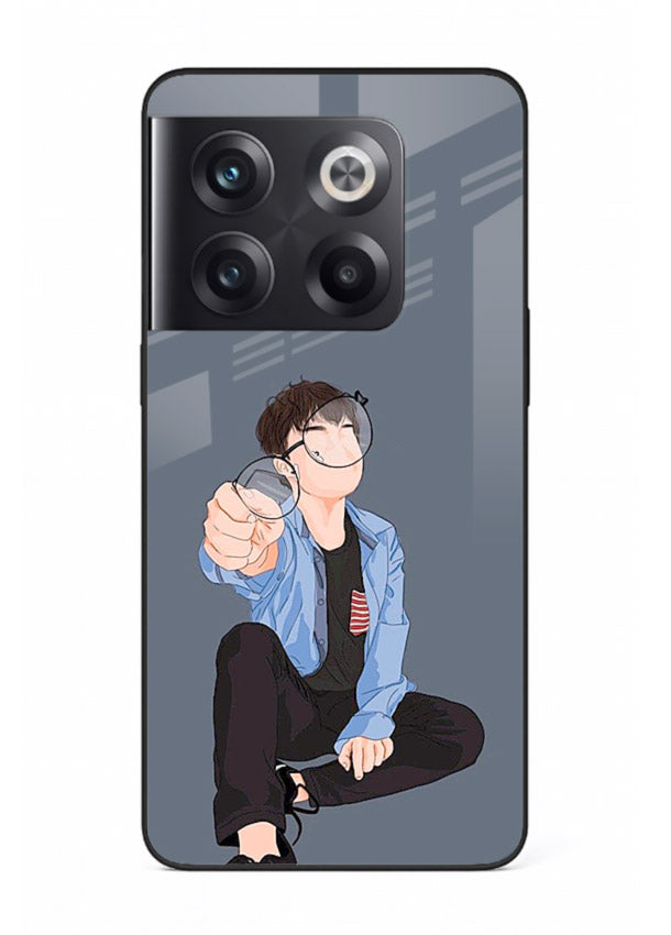 Blue Hoodie Boy aesthetic artwork OnePlus 10T glass back cover