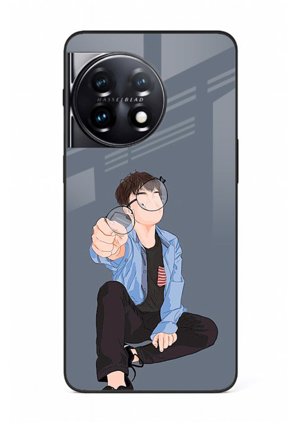 Blue Hoodie Boy aesthetic artwork OnePlus 11 glass back cover
