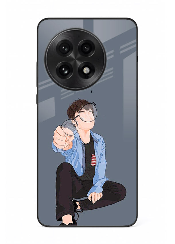 Blue Hoodie Boy aesthetic artwork OnePlus 13R glass back cover