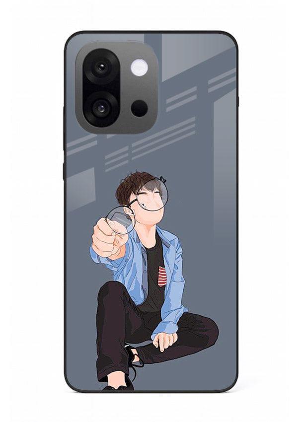 Blue Hoodie Boy aesthetic artwork OnePlus 13s glass back cover