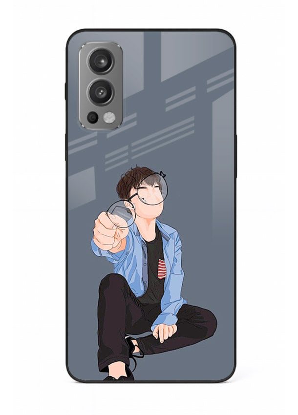 Blue Hoodie Boy aesthetic artwork OnePlus Nord 2 glass back cover