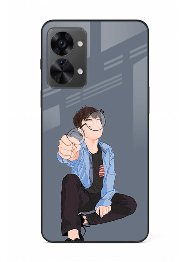 Blue Hoodie Boy aesthetic artwork OnePlus Nord 2T glass back cover