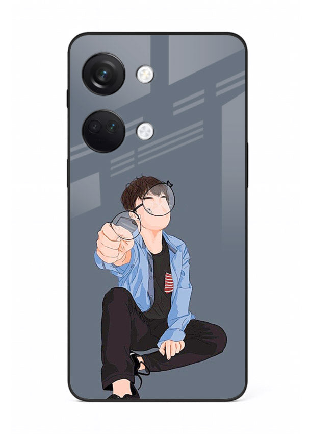 Blue Hoodie Boy aesthetic artwork OnePlus Nord 3 glass back cover