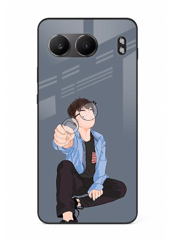 Blue Hoodie Boy aesthetic artwork OnePlus Nord 4 glass back cover