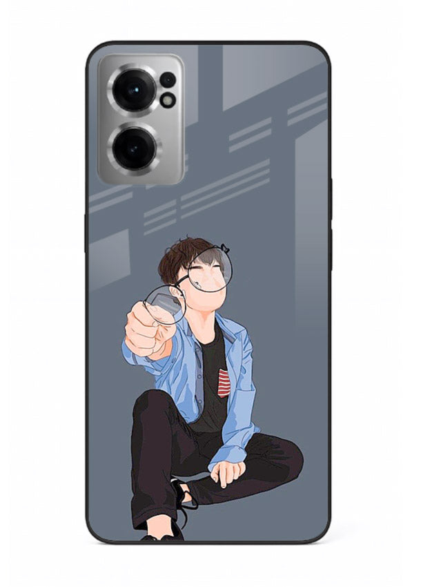 Blue Hoodie Boy aesthetic artwork OnePlus Nord CE2 5G glass back cover