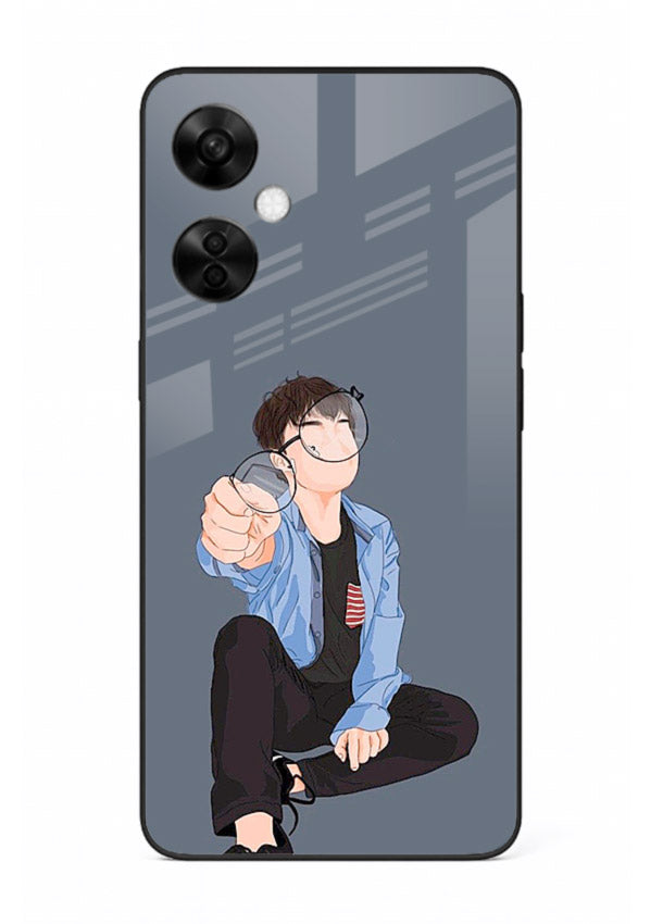 Blue Hoodie Boy aesthetic artwork OnePlus Nord CE3 Lite glass back cover
