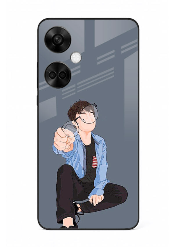 Blue Hoodie Boy aesthetic artwork OnePlus Nord CE3 glass back cover