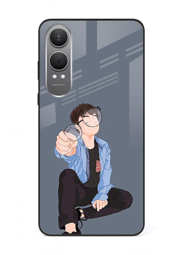 Blue Hoodie Boy aesthetic artwork OnePlus Nord CE4 Lite glass back cover