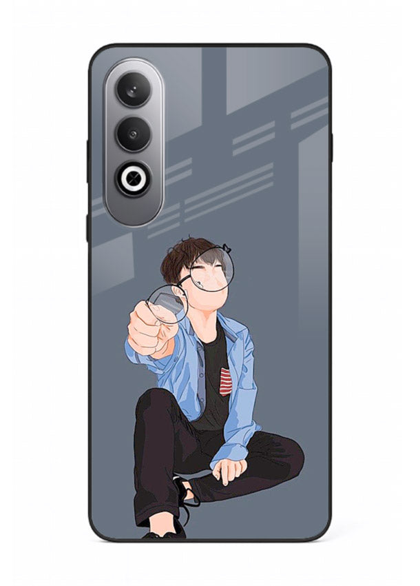 Blue Hoodie Boy aesthetic artwork OnePlus Nord CE4 glass back cover