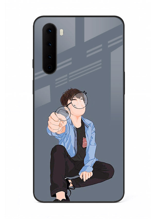 Blue Hoodie Boy aesthetic artwork OnePlus Nord glass back cover