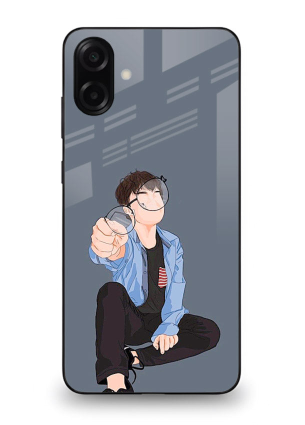 Blue Hoodie Boy aesthetic artwork Samsung A07 4G glass back cover