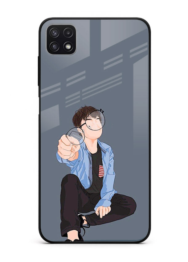 Blue Hoodie Boy aesthetic artwork Samsung F42 5G glass back cover