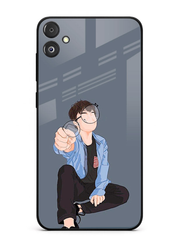 Blue Hoodie Boy aesthetic artwork Samsung F14 5G glass back cover