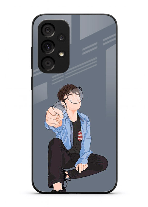 Blue Hoodie Boy aesthetic artwork Samsung A23 5G glass back cover