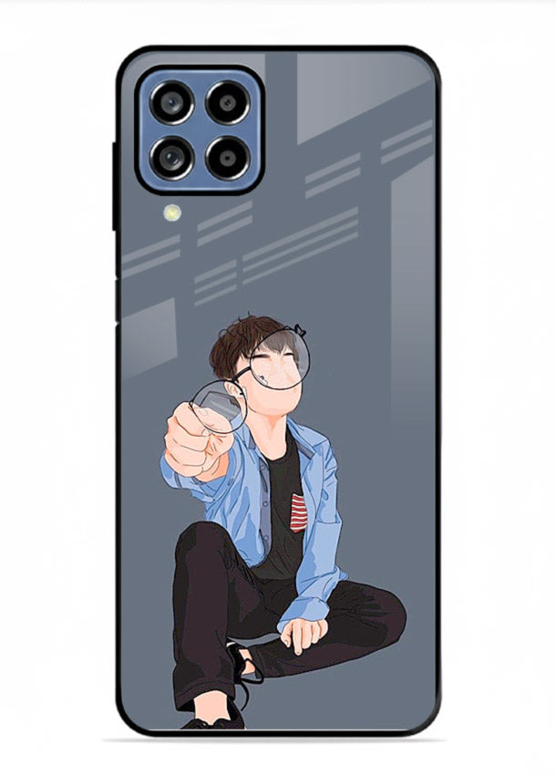 Blue Hoodie Boy aesthetic artwork Samsung F22 4G glass back cover