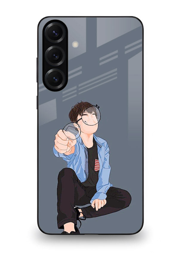 Blue Hoodie Boy aesthetic artwork Samsung A56 5G glass back cover