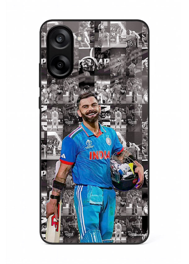 Blue cricket collage artwork printed on premium tempered glass OnePlus Nord CE5 back cover