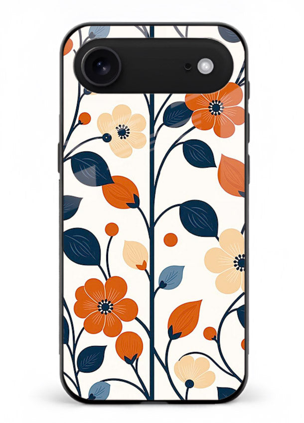 Blue Orange Floral vibrant floral pattern iphone 17 air glass back cover