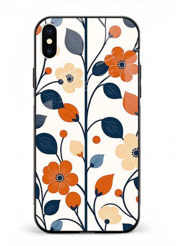 Blue Orange Floral vibrant floral pattern iphone xs max glass back cover