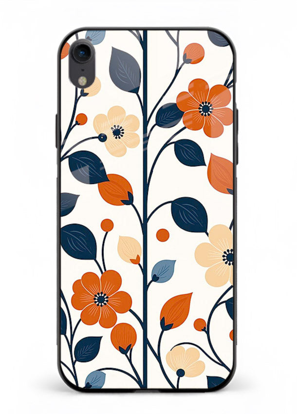 Blue Orange Floral vibrant floral pattern iphone xr glass back cover