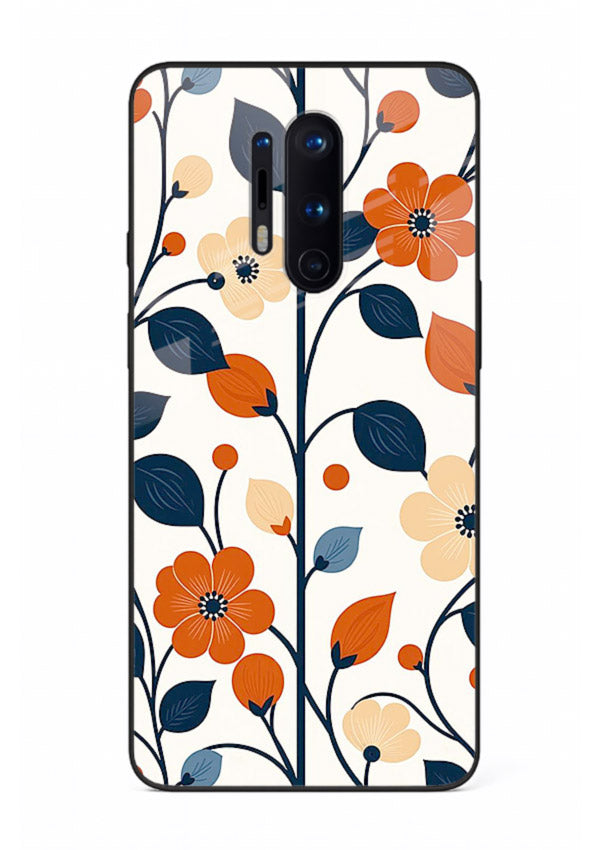 Blue Orange Floral vibrant floral pattern OnePlus 8 Pro glass back cover
