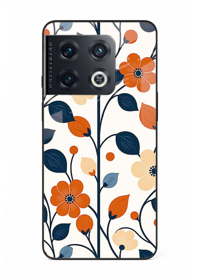Blue Orange Floral vibrant floral pattern OnePlus 10 Pro glass back cover
