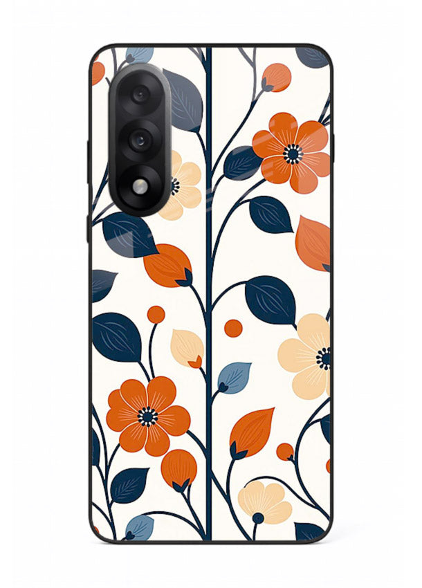Blue Orange Floral vibrant floral pattern OnePlus Nord 5 glass back cover