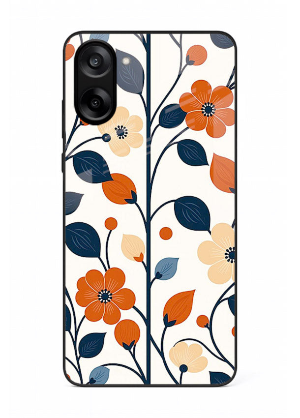 Blue Orange Floral vibrant floral pattern OnePlus Nord CE5 glass back cover
