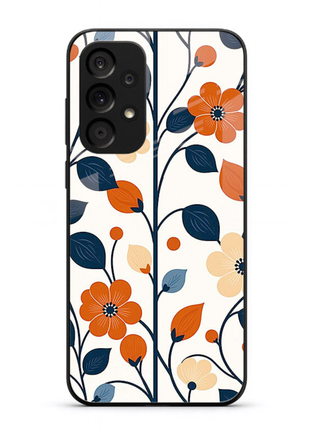Blue Orange Floral vibrant floral pattern Samsung A23 5G glass back cover