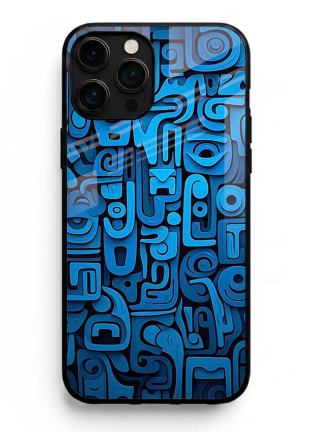 Blue Tribal Pattern tribal geometric pattern iphone 11 pro max glass back cover