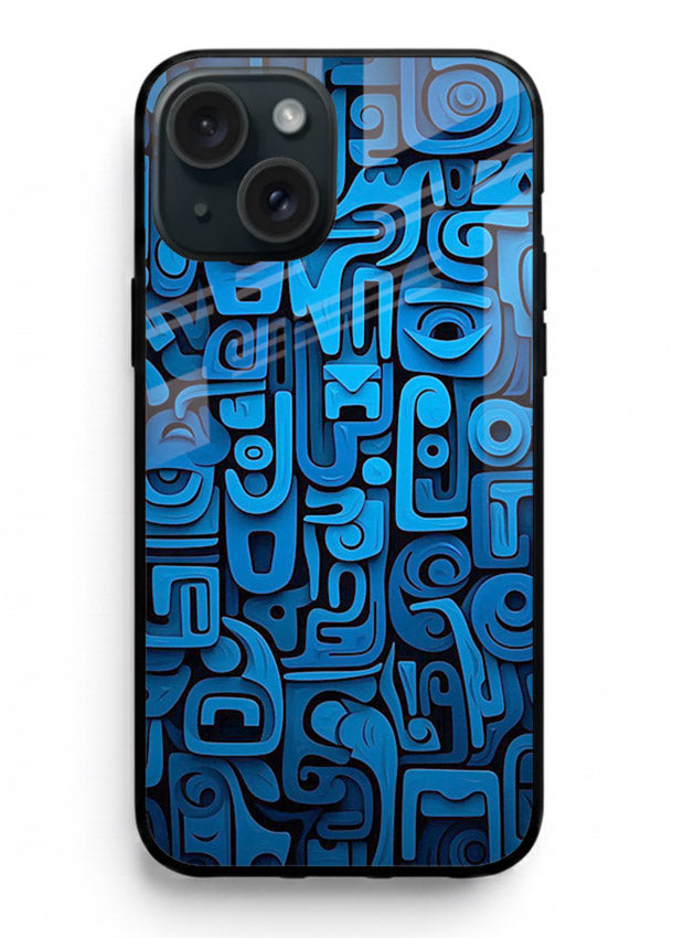 Blue Tribal Pattern tribal geometric pattern iphone 15 glass back cover