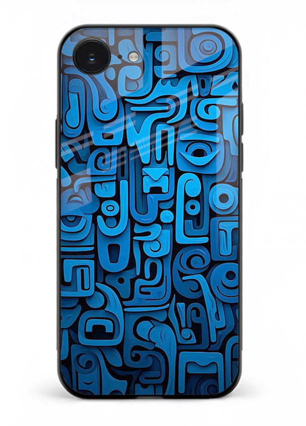 Blue Tribal Pattern tribal geometric pattern iphone 16e glass back cover