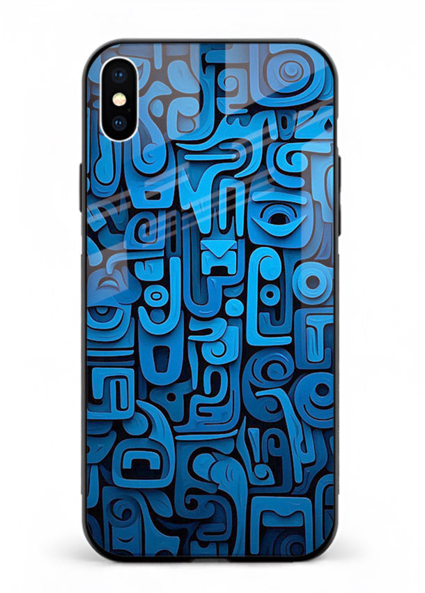 Blue Tribal Pattern tribal geometric pattern iphone xs max glass back cover