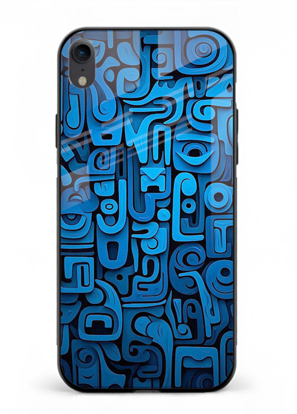 Blue Tribal Pattern tribal geometric pattern iphone xr glass back cover
