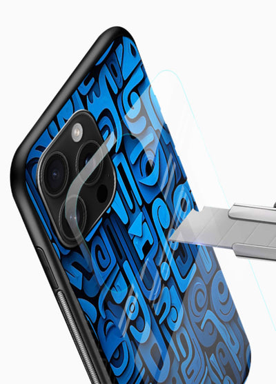 Blue Tribal Pattern tribal geometric pattern glossy vibrant premium glass back cover - Angle Blade