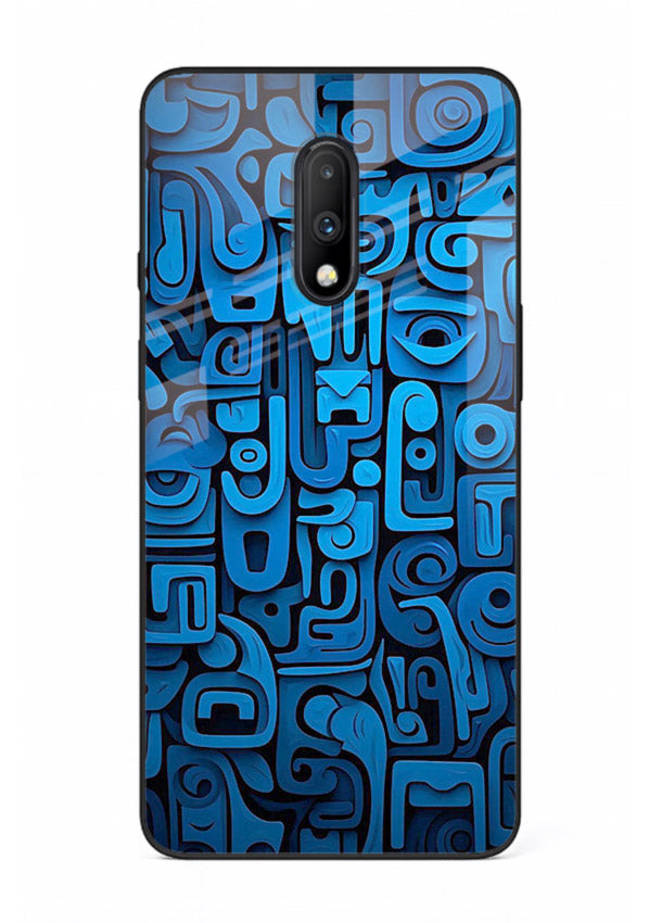 Blue Tribal Pattern tribal geometric pattern OnePlus 7 glass back cover