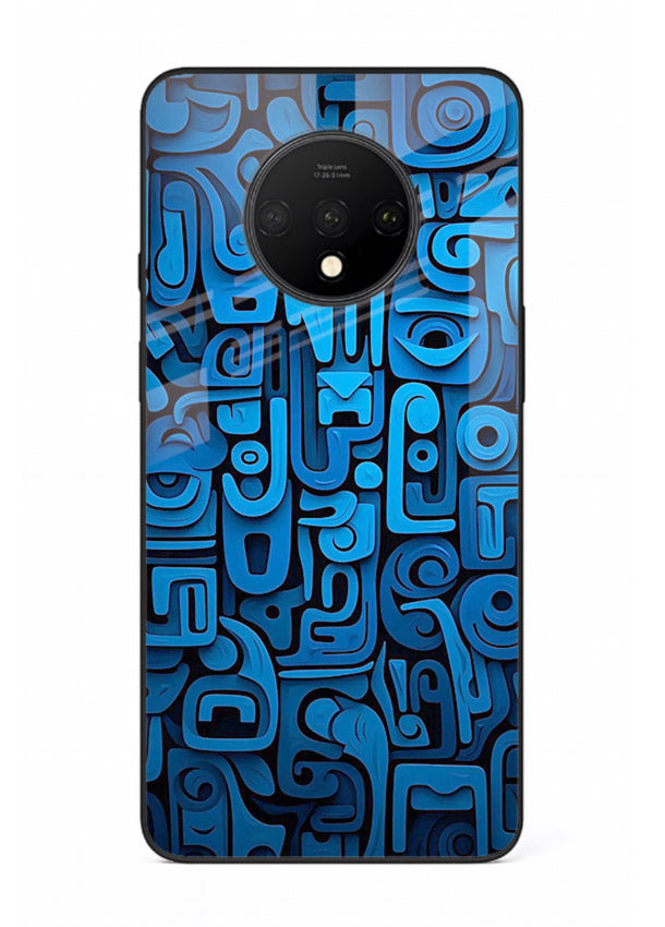 Blue Tribal Pattern tribal geometric pattern OnePlus 7T glass back cover