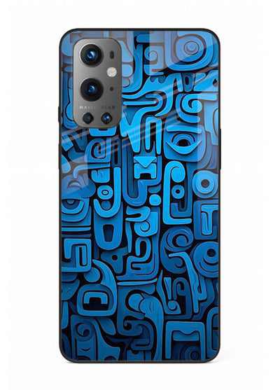 Blue Tribal Pattern tribal geometric pattern OnePlus 9 glass back cover
