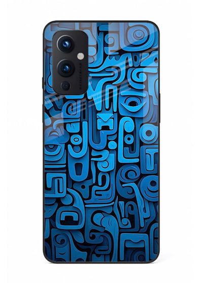 Blue Tribal Pattern tribal geometric pattern OnePlus 9 Pro glass back cover