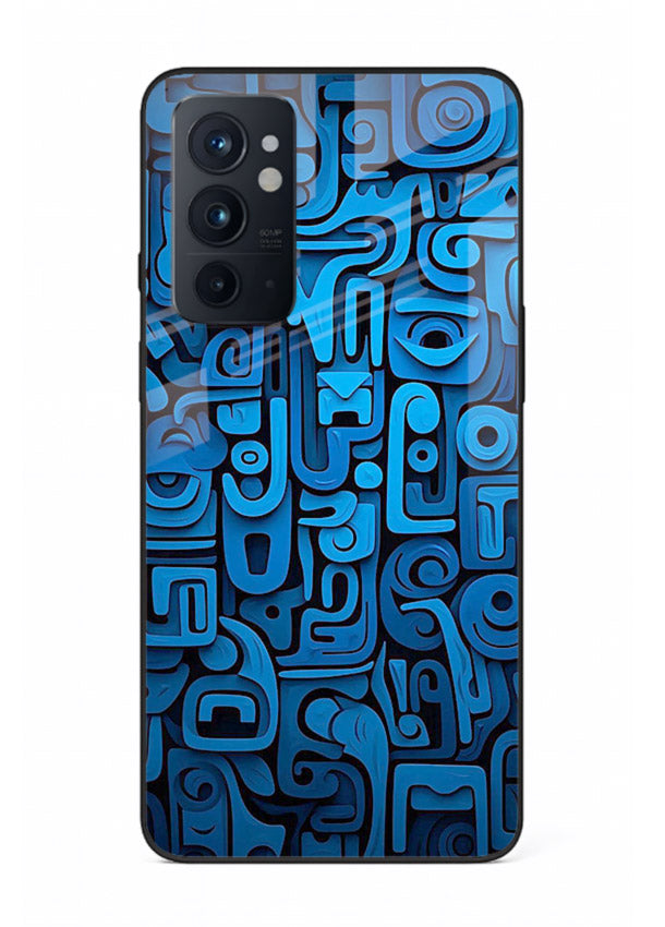 Blue Tribal Pattern tribal geometric pattern OnePlus 9RT glass back cover