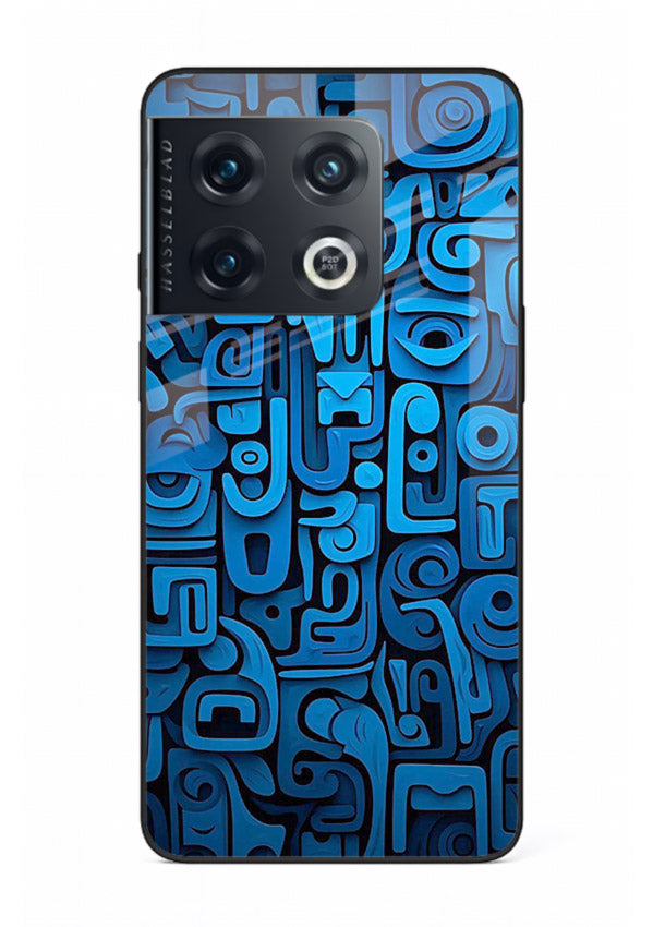 Blue Tribal Pattern tribal geometric pattern OnePlus 10 Pro glass back cover