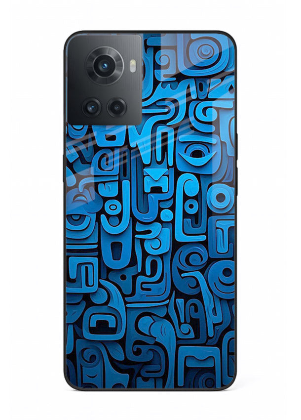 Blue Tribal Pattern tribal geometric pattern OnePlus 10R glass back cover