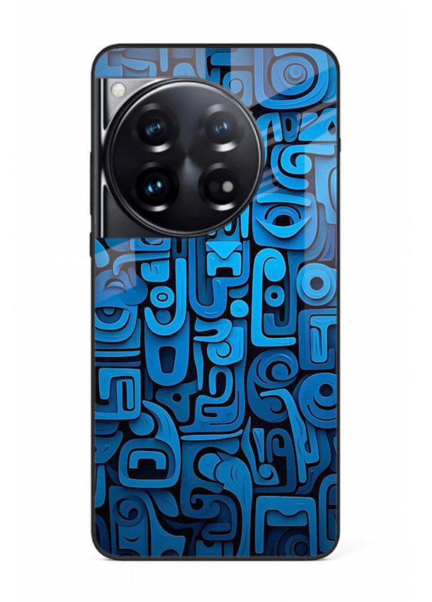 Blue Tribal Pattern tribal geometric pattern OnePlus 12 glass back cover